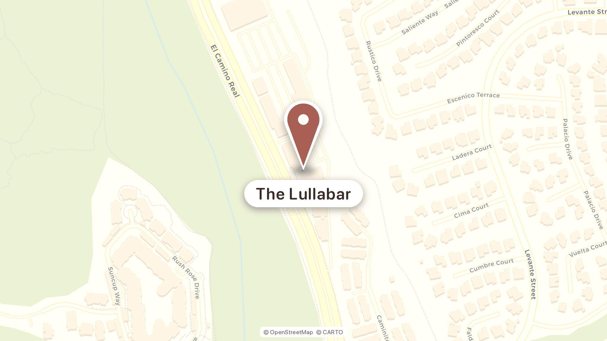 Map showing The Lullabar at 7750 El Camino Real, Carlsbad, CA 92009